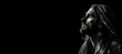 © JoelMasson - Black and white photorealistic studio portrait of Jesus Christ on black background. Generative AI illustration