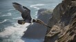Peregrine Falcon's Swift Dive in a Coastal Cliffside