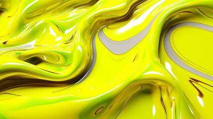 Wall Mural - Neon yellow metallic liquid background. IA generative.
