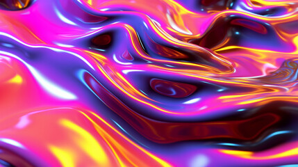 Wall Mural - Neon multicolor metallic liquid background. IA generative.
