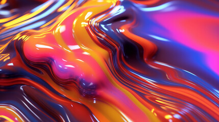 Wall Mural - Neon multicolor metallic liquid background. IA generative.
