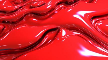 Wall Mural - Neon red metallic liquid background. IA generative.