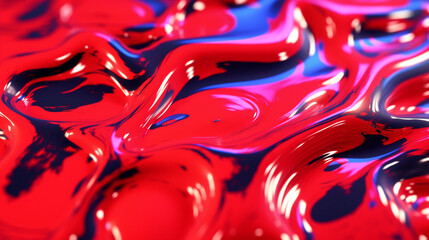 Wall Mural - Neon red metallic liquid background. IA generative.