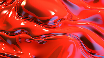 Wall Mural - Neon red metallic liquid background. IA generative.
