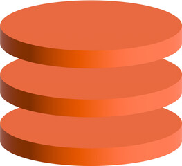 Wall Mural - Three orange 3d cylinders podium geometric shapes png