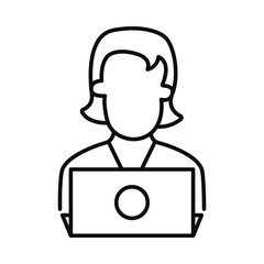 women, lady, computer, monitor, table, business women icon