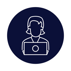 women, lady, computer, monitor, table, business women icon