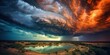 Leinwandbild Motiv AI Generated. AI Generative. Photo illustration of dramatic storm tornado vortex nature outdoor cyclone. Graphic Art