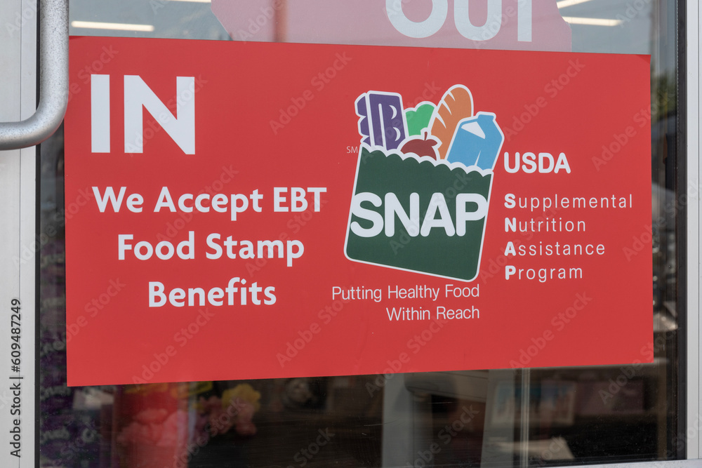 SNAP and EBT Accepted here sign. SNAP and Food Stamps provide nutrition ...