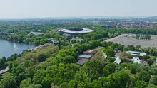 Drone Shot Of Heinz Von Heiden-Arena Or Lower Saxony Stadium ( Niedersachsenstadion ) , Hanover , Germany