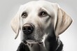 Close up of Labrador Retriever dog white background. Generative AI AIG16.