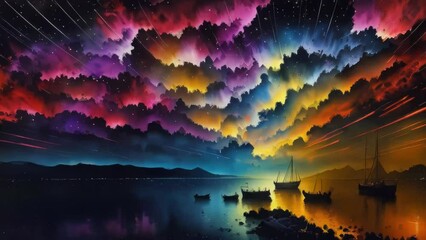 Galactic Color Explosion Background. Generative ai