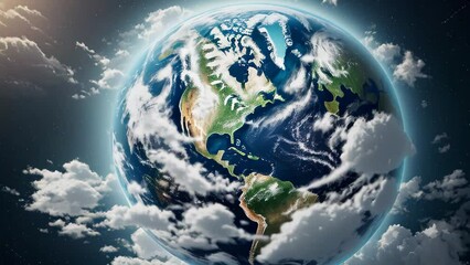 Wall Mural - ultra realistic earth from space dolly zoom. generative ai