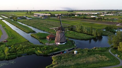 Wall Mural - Traditional windmill in Holland from above