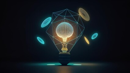 Poster - Innovation and idea symbol with light bulb shape. Generative ai
