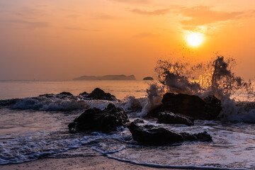 Wall Mural - Landscape of sea and sea ​​waves in the morning