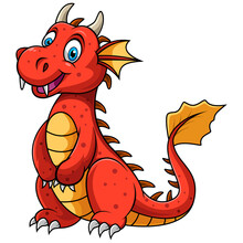Smiling Dragon Cartoon On White Background