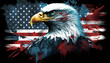 American eagle with USA flag 4th of July independence day creative grunge style Generative AI