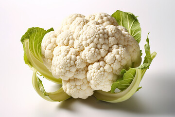 Product photo of fresh cauliflower on a white studio background generative ai 