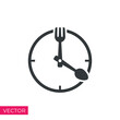 time eat lunch icon, hour healthy food, diet fast concept, clock with fork spoon - icon vector