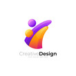 Family logo with colorful style , people care icon template