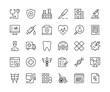 Healthcare icons. Vector line icons set. Medicine, pharmacy, medical supplies, health care concepts. Black outline stroke symbols