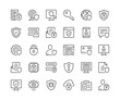 Data protection icons. Vector line icons set. Cybersecurity, privacy, secure access, internet security concepts. Black outline stroke symbols