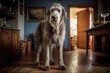 giant Irish Wolfhound looking around. Generative AI
