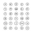 © Yanka - doodle circle currency symbol international icon isolated. Hand drawn style. Round shape