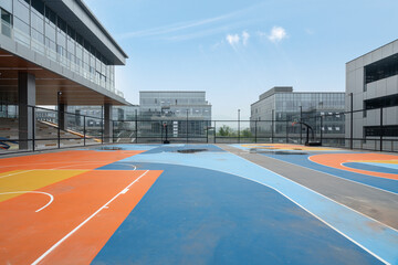 Leinwandbilder - Basketball court and office building in the technology park