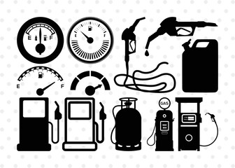 Wall Mural - Indicator Gas Tank Silhouette, Gas Tank Svg, Indicator, Gas Bottle, Fuel Gauge, Fuel Meter, Petrol Pump, Pictogram, Gas Station, SB00073