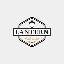 Creative Lantern Post Lamp Restaurant Vintage Logo Design Vector Concept Illustration Idea