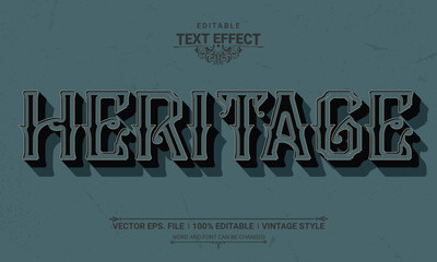 Wall Mural - 3d editable heritage vector text effect