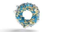 Gold Glass Blue Metal Round Portal On Transparent Back Intro 3d Render