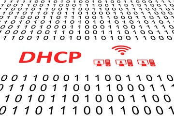 dhcp concept binary code 3d illustration