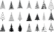 Various Christmas Tree Silhouettes.