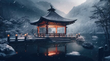 Canvas Print - chinese temple at night