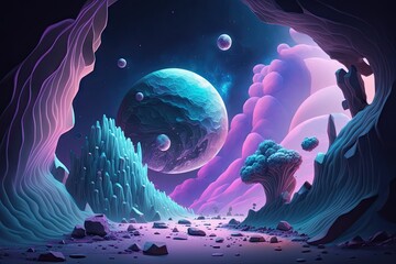 Wall Mural - very epic blue and purple space as background spectacular. generative ai aig15.