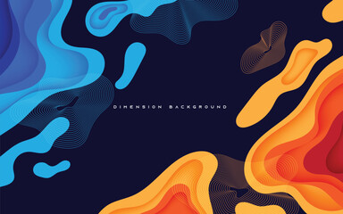 Canvas Print - abstract wavy papercut layers backgroud with blue and orange holes