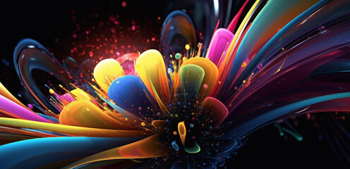 Wall Mural - 3d abstract background with flower shapes. generative ai