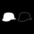 German helmet of World War two 2 stahlhelm ww2 set icon white color vector illustration image solid fill outline contour line thin flat style