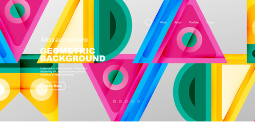 Minimal landing page, geometric shapes. Business or technology design for wallpaper, banner, background, landing page, wall art, invitation, prints