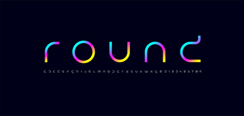 Canvas Print - technology science font, digital cyber alphabet made futurism style, bright latin lowercase letters 