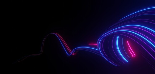 Wall Mural - 3d render technology abstract colorful high-speed light trails background, motion effect, neon fastest glowing light, empty space scene, spotlight, cyber futuristic sci-fi background,
