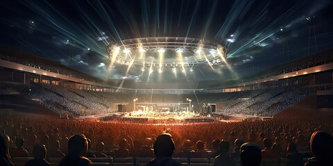 AI Generated. AI Generative. Night big event stadium concert party. Graphic Art