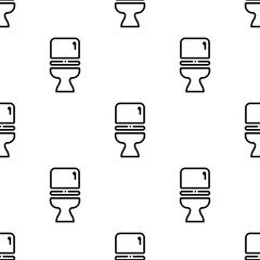 Sticker - Toilet Bowl Icon Seamless Pattern, Toilet Bowl Icon, Sanitary Ware