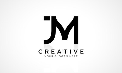 Wall Mural - JM Letter Logo Design Vector Template. Alphabet Initial Letter JM Logo Design With Glossy Reflection Business Illustration.