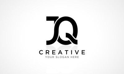 Wall Mural - JQ Letter Logo Design Vector Template. Alphabet Initial Letter JQ Logo Design With Glossy Reflection Business Illustration.