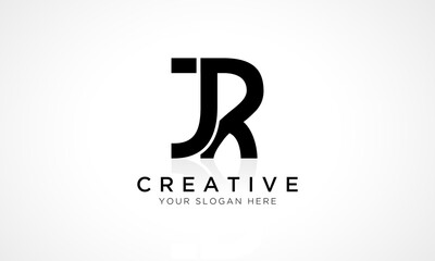 Wall Mural - JR Letter Logo Design Vector Template. Alphabet Initial Letter JR Logo Design With Glossy Reflection Business Illustration.