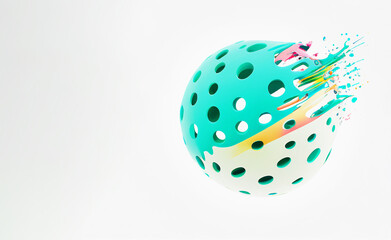 Wall Mural - Pickleball ball sport symbol colorful splash art illustration banner. Generative AI